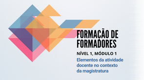 fundo azul com losangos coloridos e no nome do curso de formação de formadores