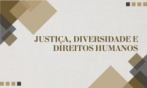 Cartaz de divulgação fundo marrom com quadrados no canto superior esquerdo e inferior direito com o nome do evento