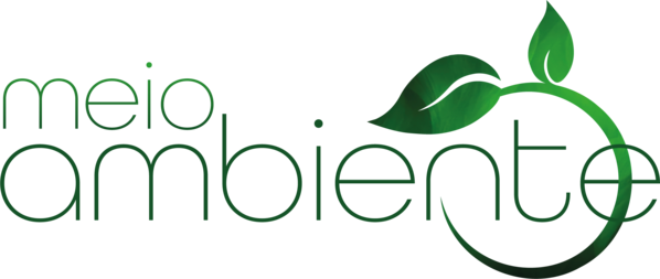 logotipo com folha verde circulando nas palavras meio ambiente