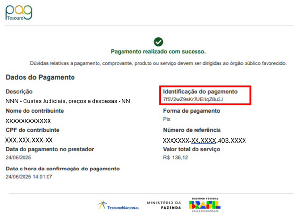 exemplo de pagamento