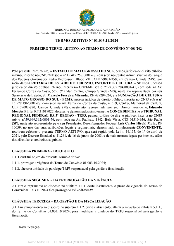 Termo de convênio - SECRETARIA DE ESTADO DE TURISMO, ESPORTE E CULTURA – SETESC