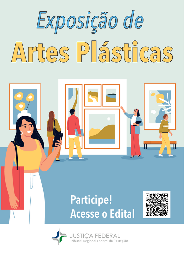 banner da exposição de artes plásticas no TRF3