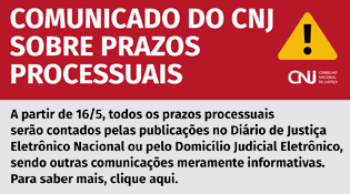 comunicado cnj sobre prazos processuais